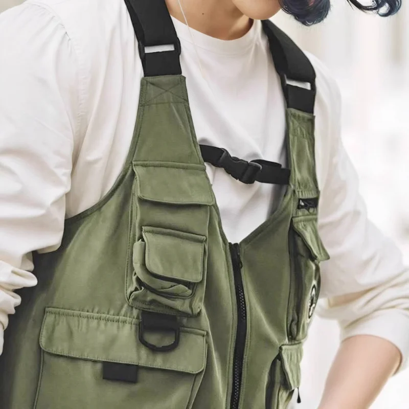MAQVOB Top Quality EU US Size Workwear Mountain Camping Multi-Pocket Vest for Men Versatile Casual Stylish Bag Vest Two-in-One