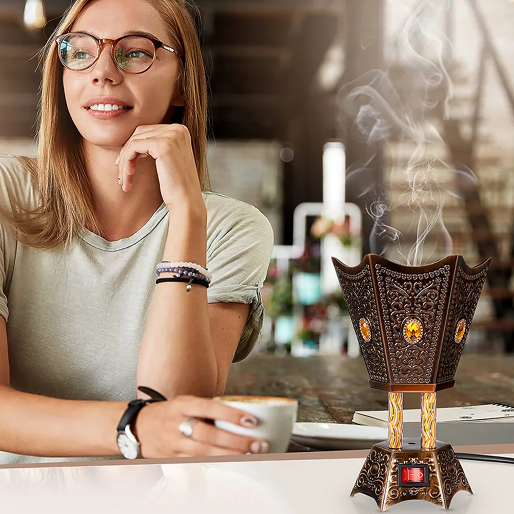 

Electric Incense Burner Aroma Decorative Metal Stove Centerpiece Home Retro Decorations Censer Safe Use Yoga Office