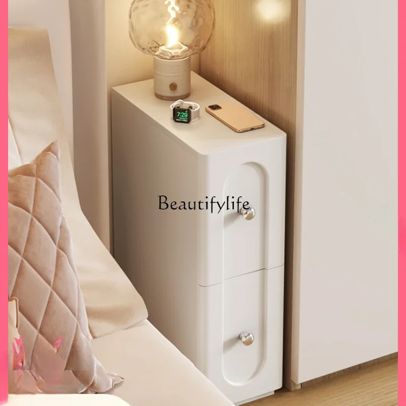 Cream wind extremely narrow bedside table small = 20 cm = narrow crevice storage cabinet