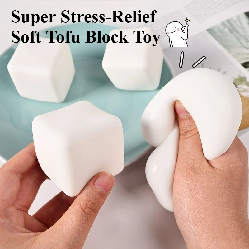 

Cute Tofu Stress Balls: Sensory Fidget Toys. Squishy Dough Balls for Stress Relief – Great Gifts for Adults & Children.