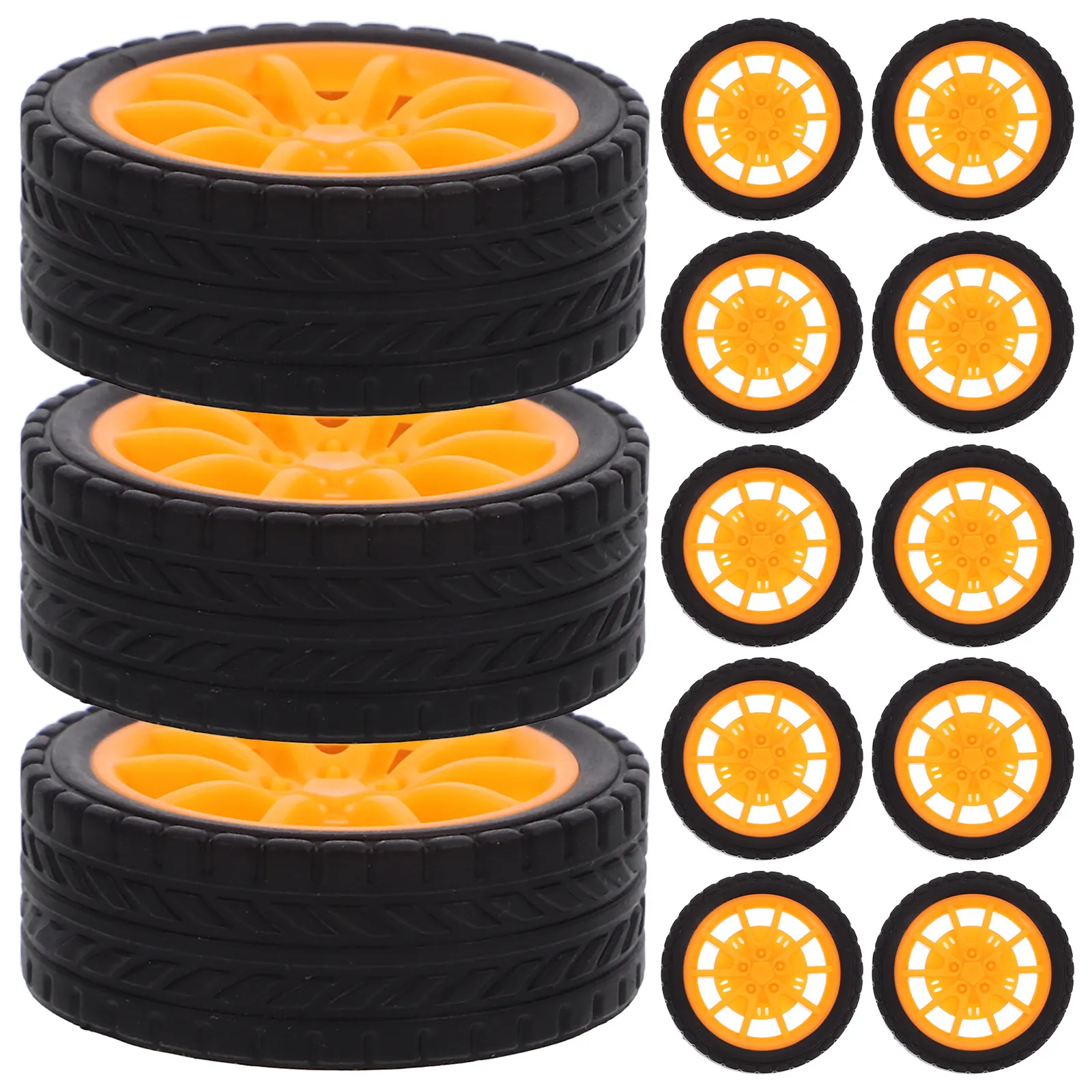 15Pcs Rubber Car Wheels DIY Crafts Racing Assembly Replacement Smooth Rolling Accessories Kids Hand Brain Development