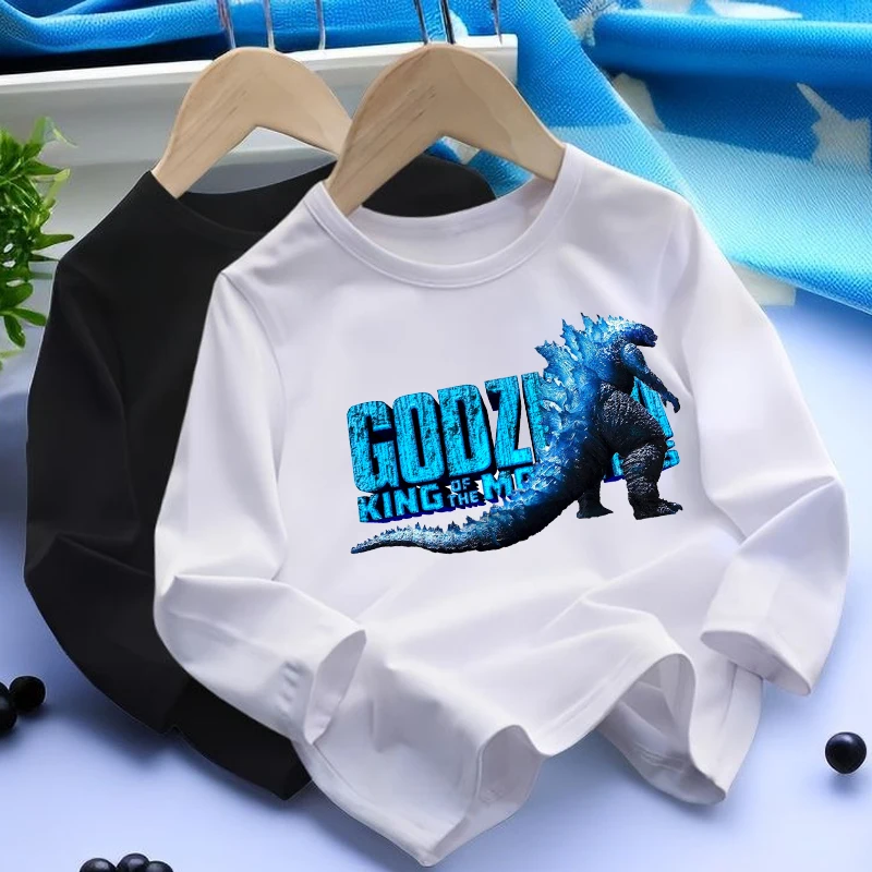 

Godzillas Kid Clothes Long Sleeve Girl Boy T-shirt Oversized Cartoon figure Print Long Tee Tops Children Kawaii Clothing Tshirt