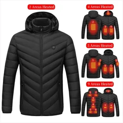 Outdoor Hooded Warm Heated Coats Autumn Winter Heating Clothing Smart Constant Temperature Men Women USB Heated Cotton Jackets