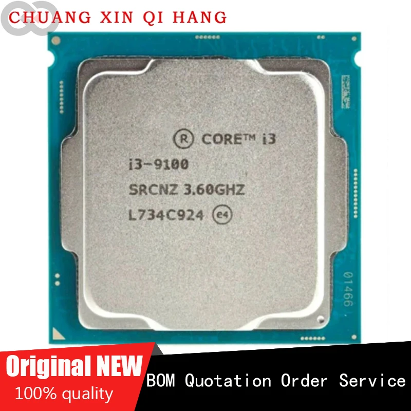 

Used for Intel Core I3 9100 i3-9100 3.6GHz quad-core Four-threaded CPU 65W 6M processor LGA 1151 Original Genuine Suitable for