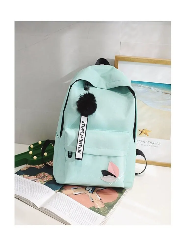 New Street Trend Leaves Printed Canvas Casual Shoulder Bag Oxford Cloth Large-capacity Travel Backpack Male And Female Guess Bag