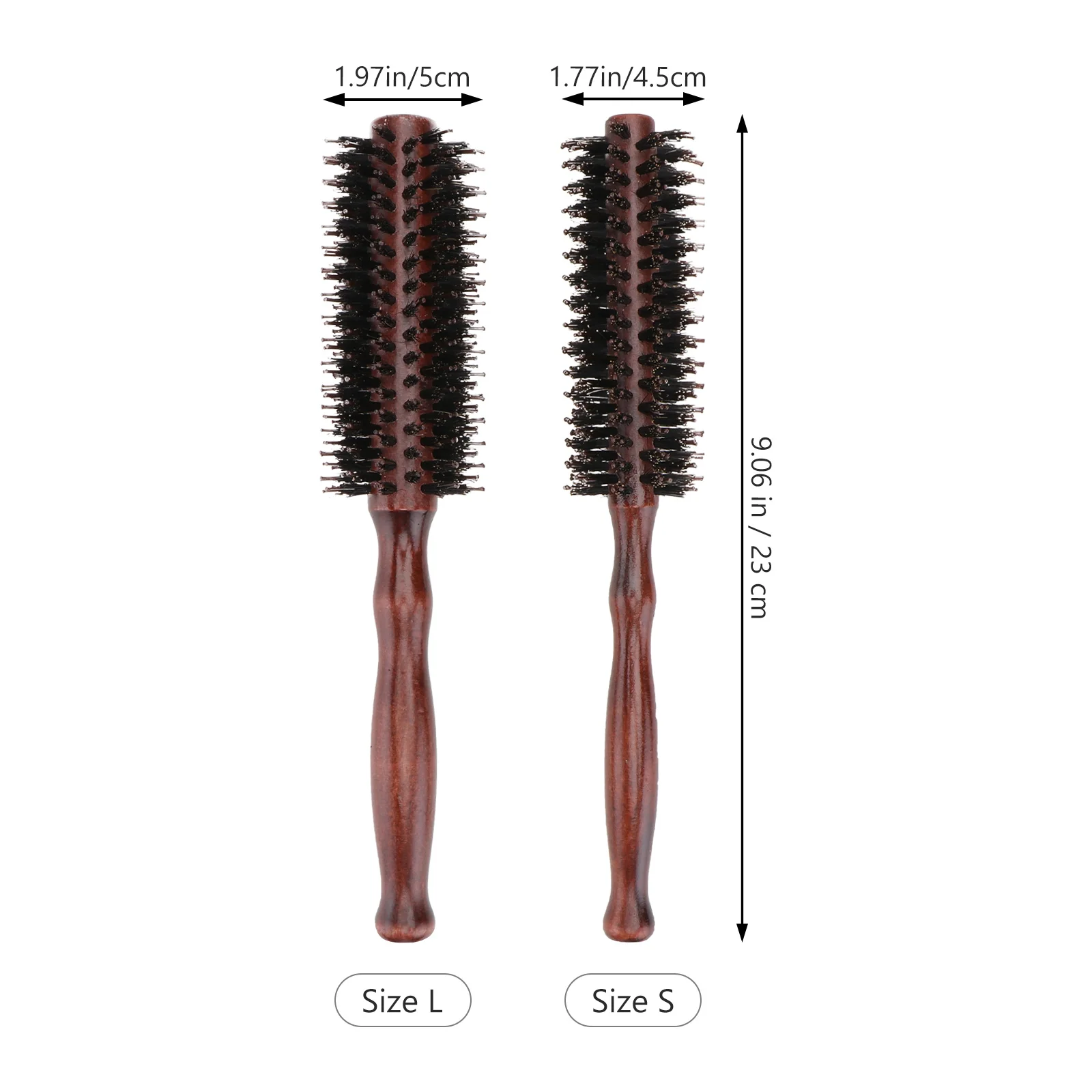 2 قطعة رأس شعيرات طبيعية مقبض خشبي مشط دائري للشعر الحريري اللامع التحكم في التجعد تصفيف الشعر اليومي حجم فرشاة شعر النساء #3