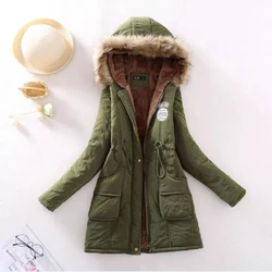 Plus Size Women's Casual Warm Parka Autumn And Winter Simple Contrast Color Lapel Cotton-padded Coat