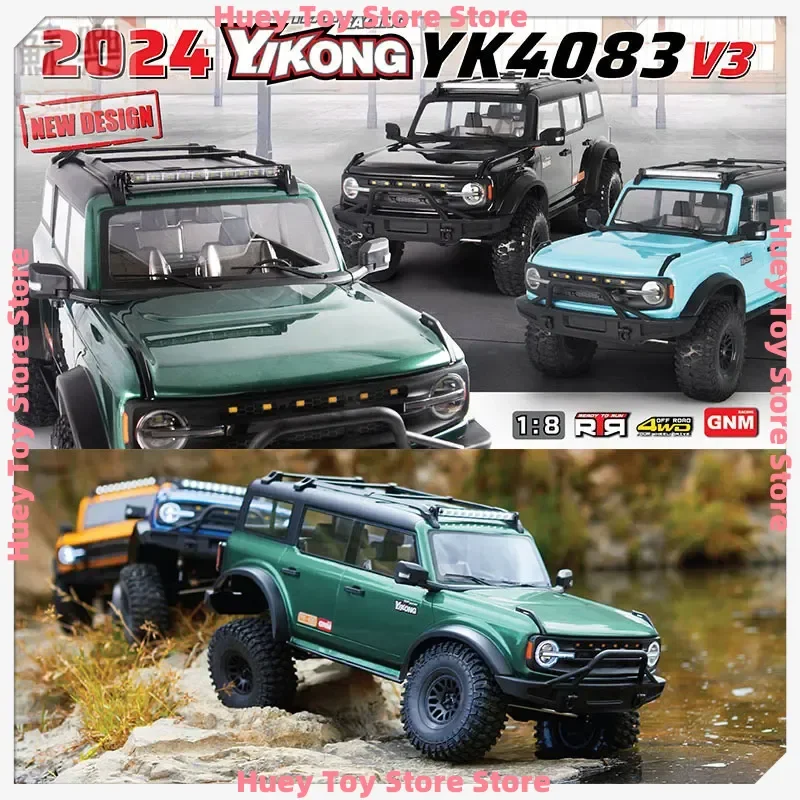 YK4083 V3 1:8  Bronco RC Truck - 4WD 2-Speed Crawler with Diff Locks, Remote Control Car for Off-Road Climbing