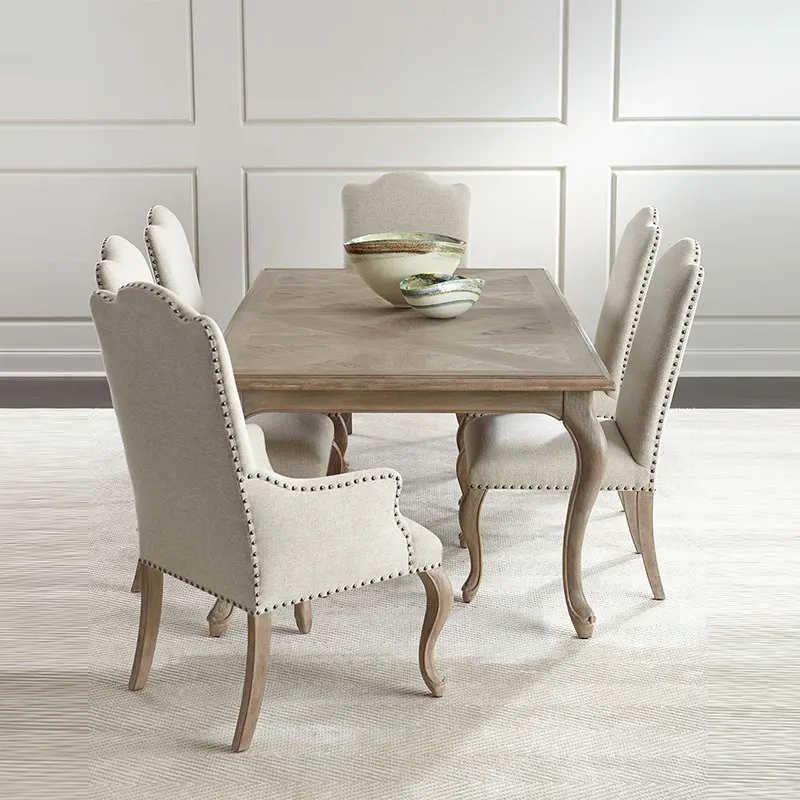 American oak solid wood rectangular dining table and chair set, suitable for small apartments, antique finishes, high-end