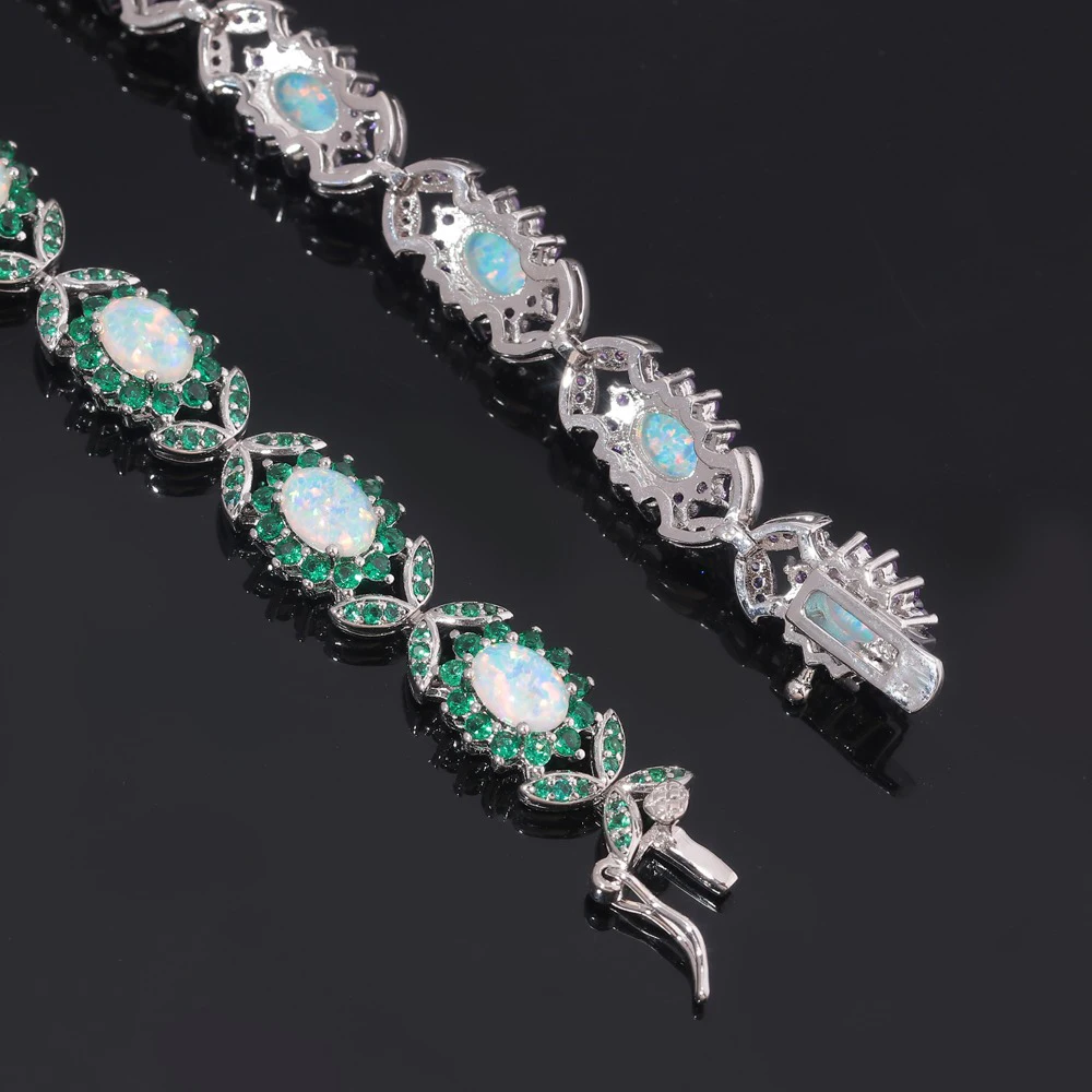 CiNily White Fire Opal Bracelets for Women Wedding Silver-plated for Girls Fashion Jewelrys Luxury Gems Chain Bracelet OS691-92