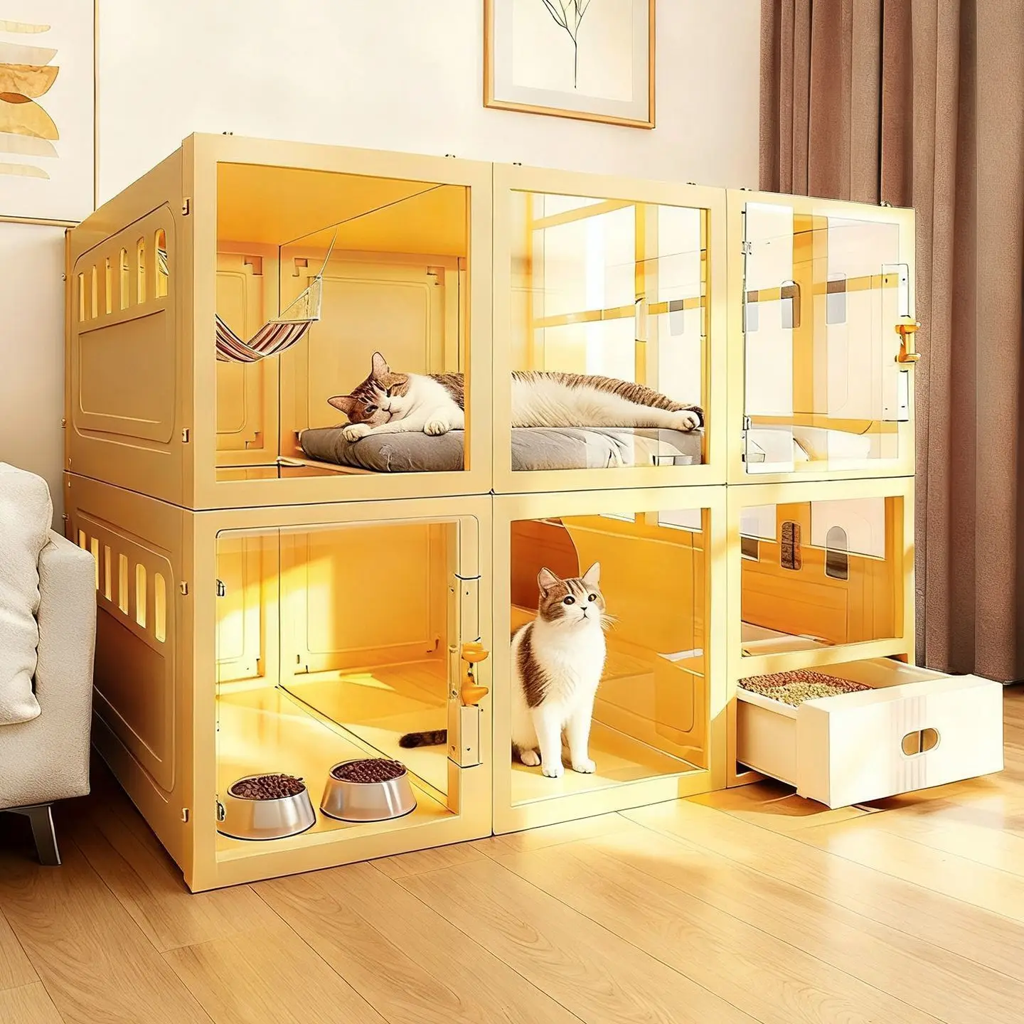 

The cat cage does not occupy an area with a toilet. Integrated cat villa household indoor small apartment cat house free space