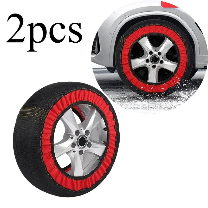 2Pcs Winter Car Safety Snow Socks Vehicle Anti-Slip Chains Emergency Tire Grip System Universal Auto Accessories SUV Van Offroad