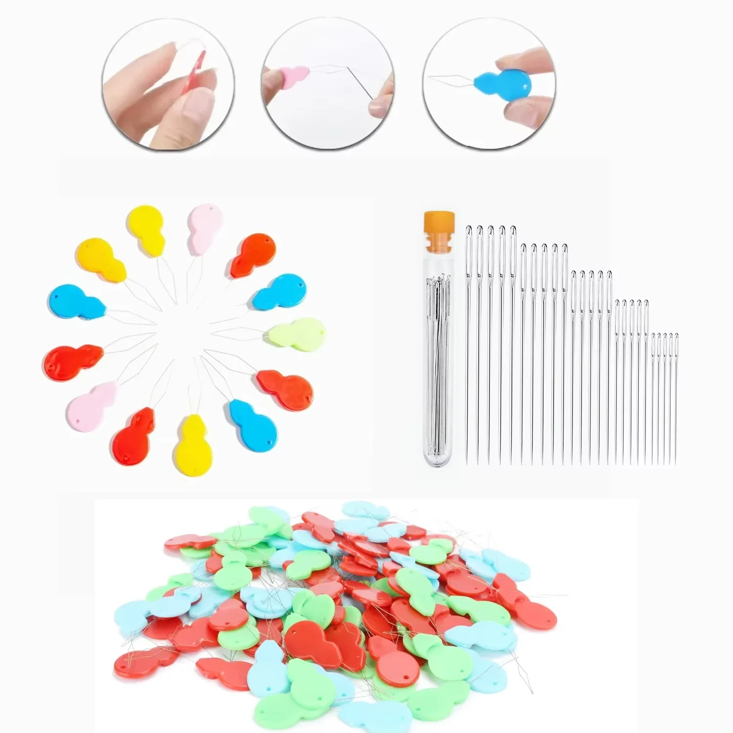 2/6/10pcs Easy Threading Plastic Needle Thread, for Hand Sewing Handmade Knitted Quilted and DIY Art, Random Colors