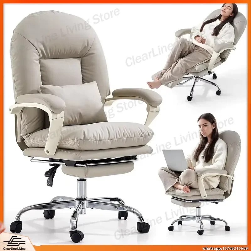 Ergonomic Office Chair with Footrest Criss Cross Design Rolling Reclining Executive Chair Mid Back Adjustable Height Swivel