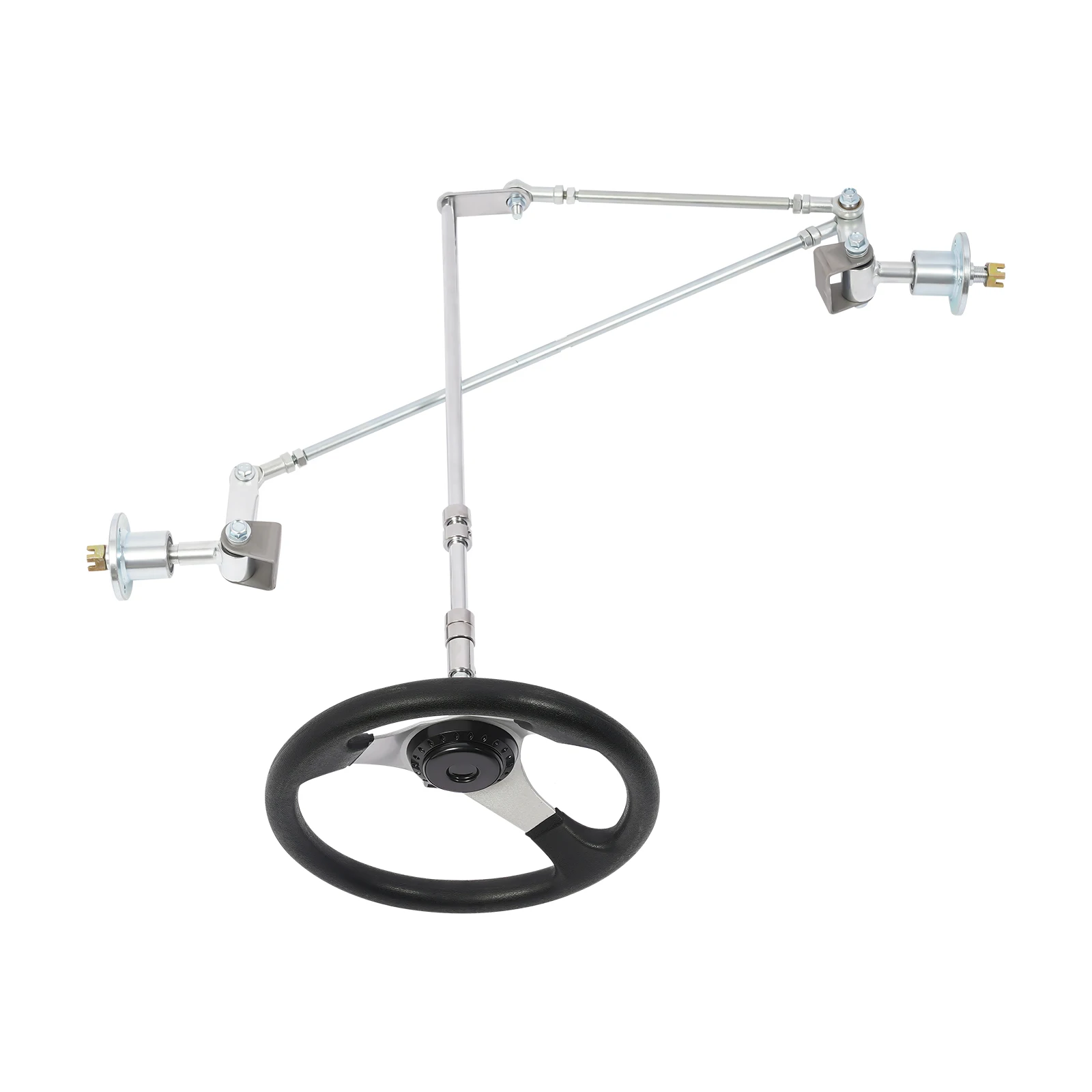 Front Steering Modification Kit For 168cc Go Kart UTV ATV, Heavy Duty Tie Rod Ball Joint Set, Direct Replacement, Premium Metal, Zinc Plated, Impact Resistant, Smooth Steering, Silver Black, For Chinese DIY Go Kart Quad