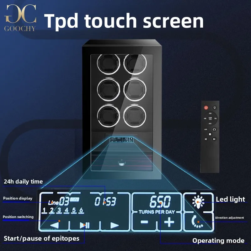 Luxurious fingerprint unlock watch winding device, quiet and high-end watch storage box, professional automatic winding device