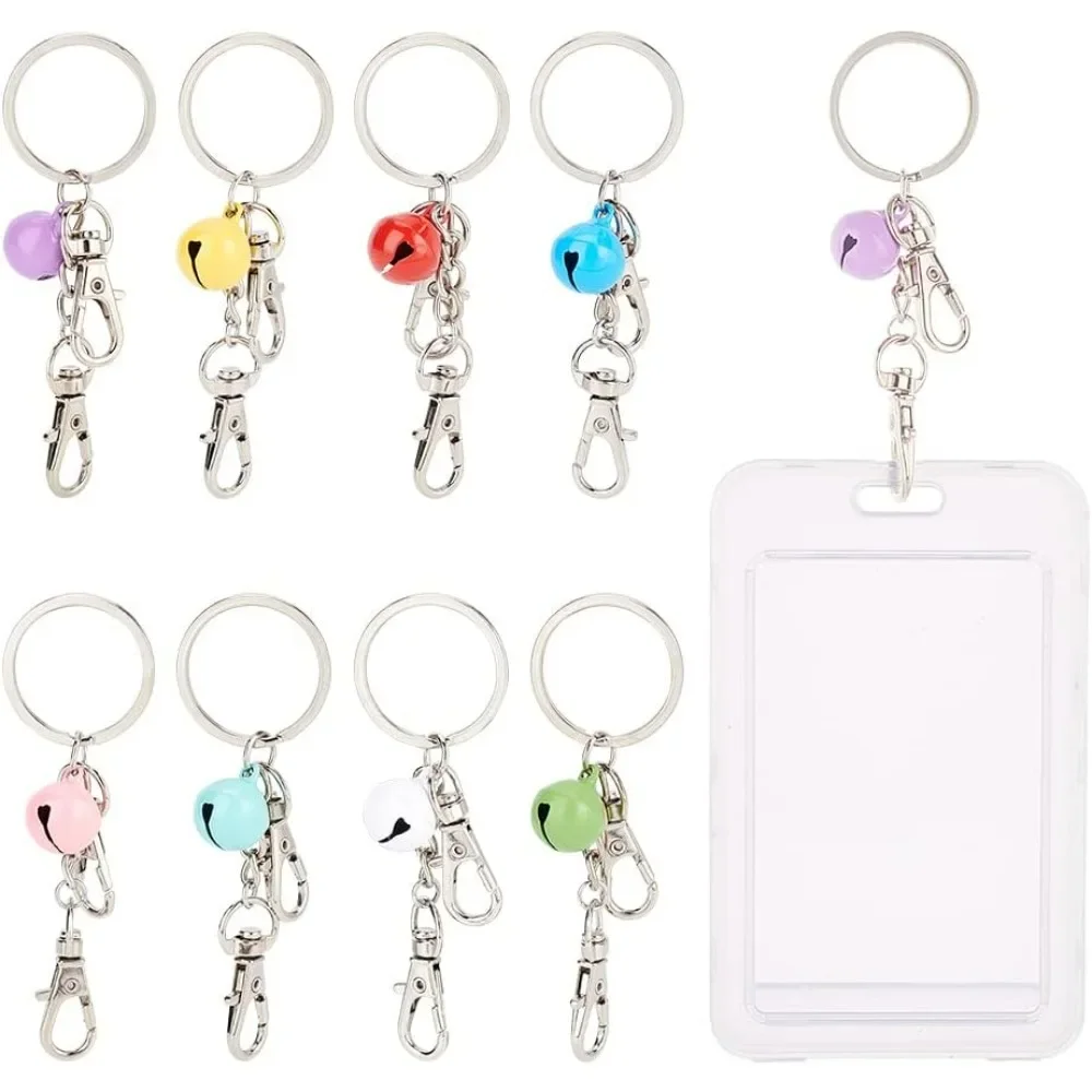 8 Pcs Mini Film Key Chain Rectangle Acrylic Keychain with Colorful Bell Custom Picture Key Ring for 2x3 inch Photo Blanks Photo