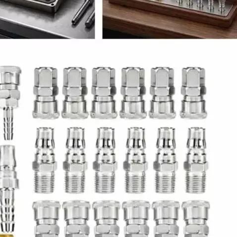 45 Piece Pneumatic Quick Connect Set Compatible with Standard Air Compressor Fittings and Common Pneumatic Tool Interfaces