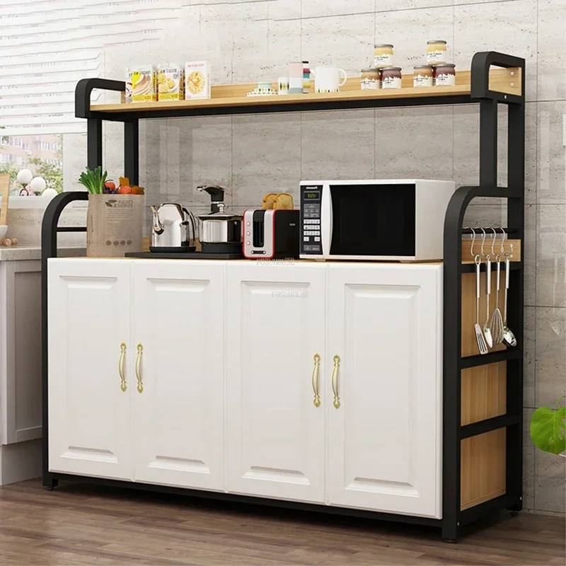 #Simple Nordic Wood Kitchen Cabinets Kitchen Furniture Household Storage Rack Floor-to-ceiling Multi-functional Cabinet Supplies
