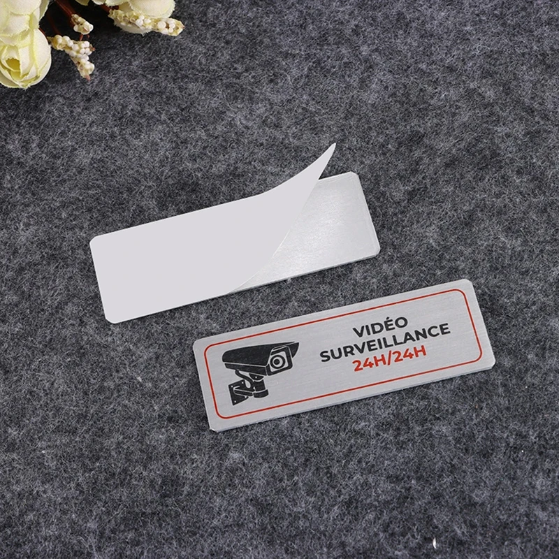 

New 1pcs Aluminum Watch Video Surveillance Warning Sign Private Camera Surveillancewith Sticker With Tape