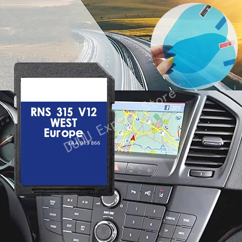 AZ Sat Nav V12 West RNS315 Unit Map Navigation Update 2020 2021 for Bosch with Anti Fog Reaview Stickers