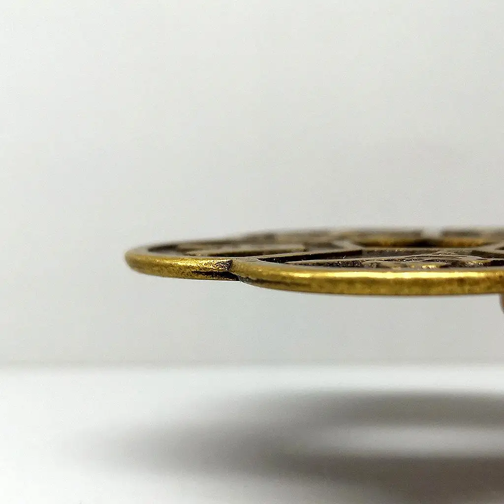 Old Chinese Bronze Coin Plum Flower Shaped Pendant Metal Charm for Collectible Souvenir Jewelry Making and Decoration