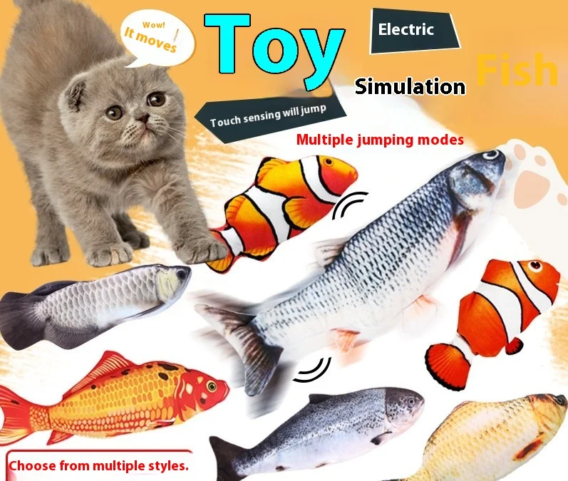 

Automatic Electric Koi Fish Cat Toy Simulation Swinging Jumping Cute Realistic Pet Swimming Battery Powered Interactive Toy