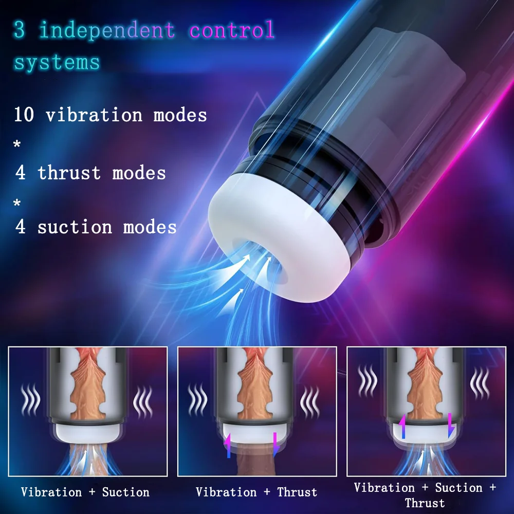 3-in-1 Masturbator Vibration Thrust Suction Real Vaginal Oral Sex Masturbation Cup Sex Toys Male Adult Products