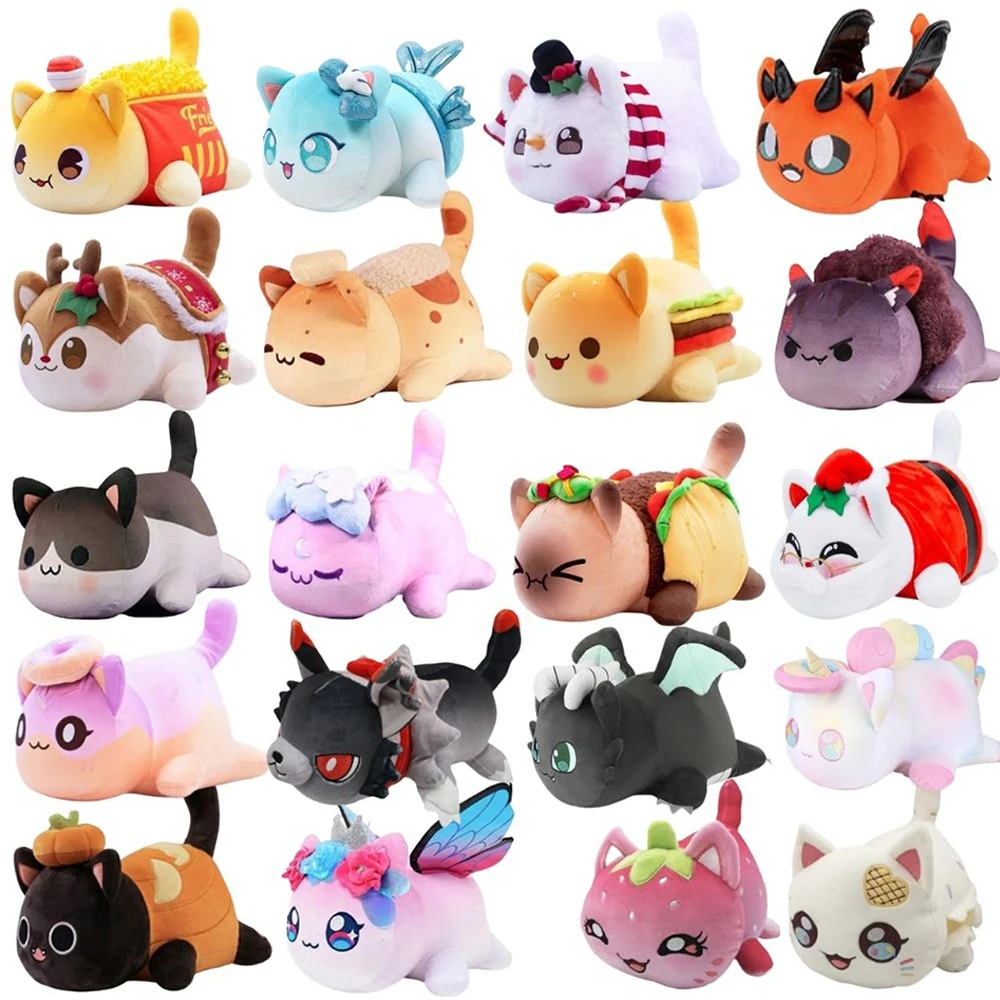 Meemeow Aphmau Plush Meemeows Food Cats Plushie Bunle Ahpmau French Fries Burger Pillow Plush Toys Kawaii Cute Plushy Cats Doll