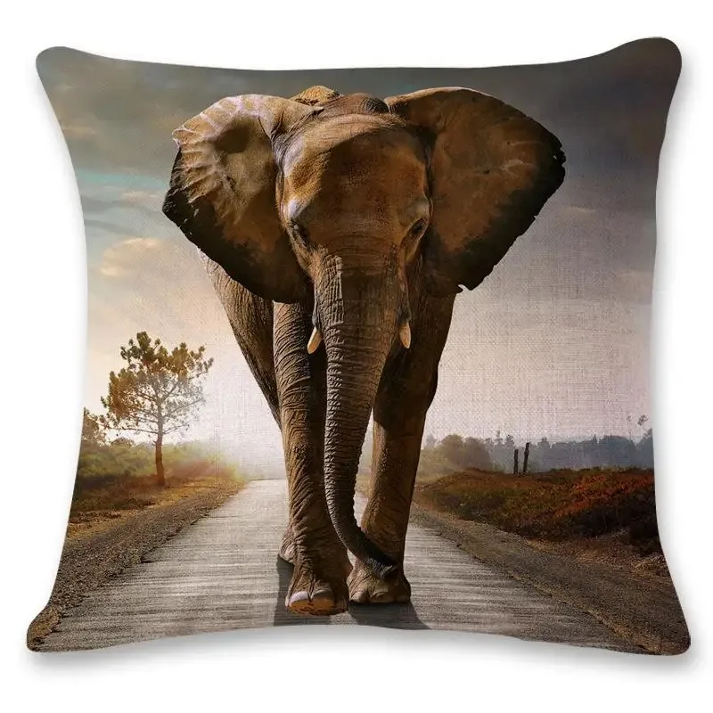 Fire Wolf Pillow Cover 2D Flat Printed Peach Skin Animal Cushion Case For Sofa Living Room Bedroom Home Decor Square
