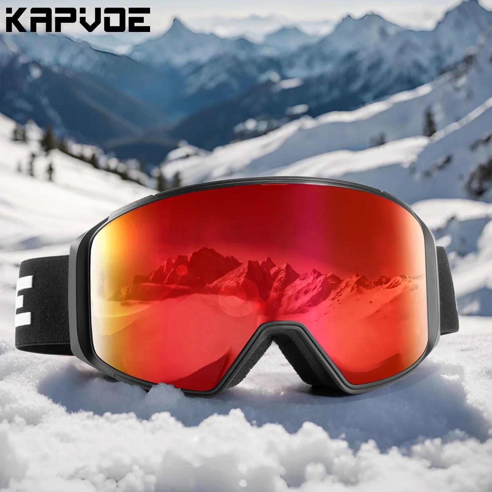 KAPVOE نظارات التزلج الثلوج مكافحة الضباب عالية الوضوح عدسة مغناطيسية UV400 نظارات حماية للرجل امرأة في الهواء الطلق نظارات شمسية رياضية