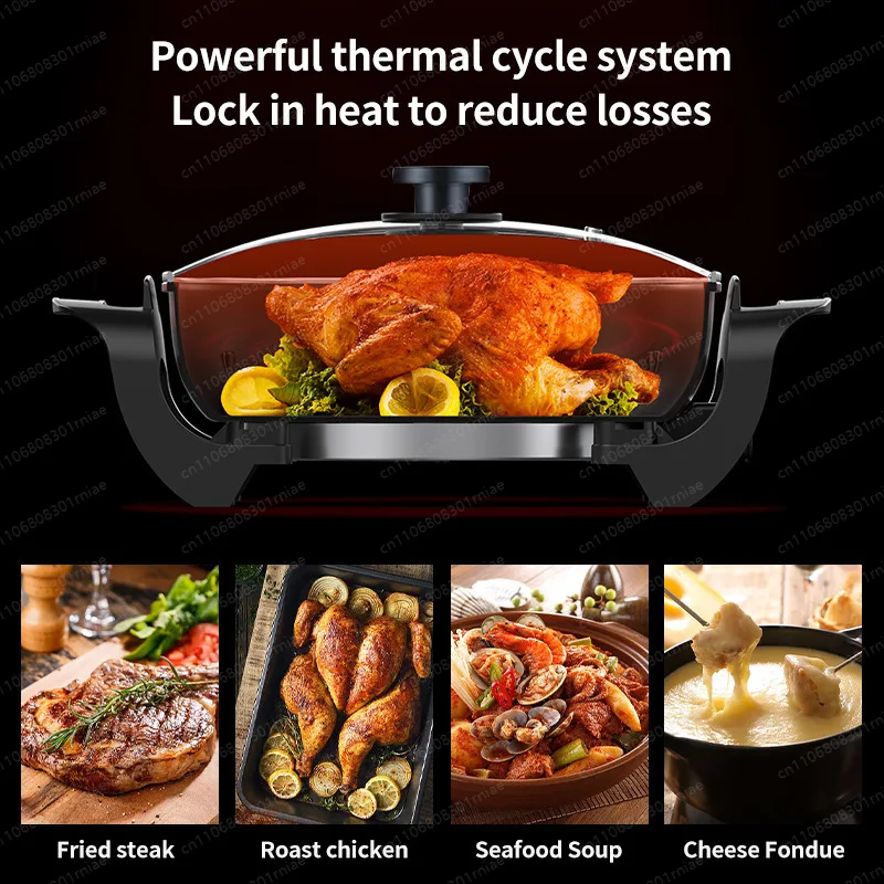 Cross-border household multi-functional electric hot pot cooking and frying all-in-one pot four-square pot US standard 110v