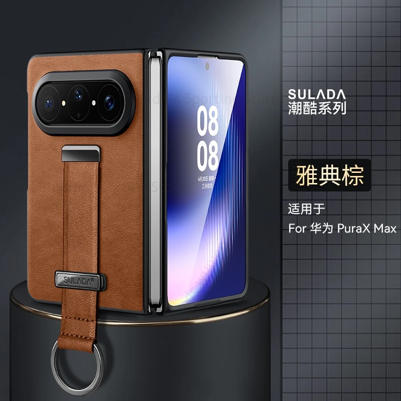 

Shell For Huawei Pura X Max Leather Phone Case For Huawei PuraX Max Ultra Slim Wristband Stand Shockproof Cover Pura X Max Capa