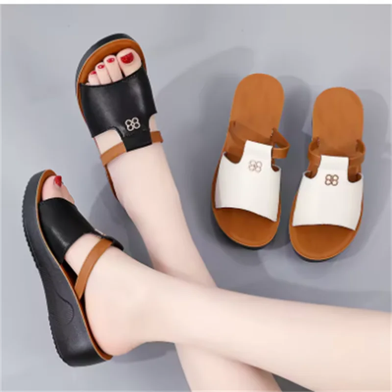 Sepatu sandal Retro Platform wanita, sandal Wedge Premium ortopedi, sandal Vintage Anti selip kasual kulit Retro musim panas 2025