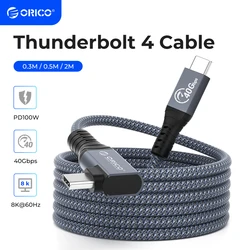 ORICO PD Cable for Thunderbolt 4 Video 8K@60Hz 40Gbps Data Transfer 100W 5A Fast Charging Nylon Braided 2M for Macbook Samsung