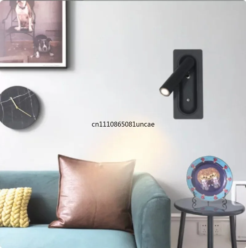 The Embedded Wall of The Hotel Bedside Study Is Pressed and Powered Off and The Reading Light Rotates Freely At An Angle
