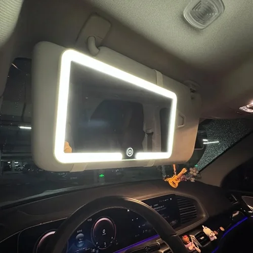 Imagen 1 del producto Espejo de tocador para coche, visera de sol, luz Led, brillo ajustable de 3 colores, espejo de maquillaje HD para mujer y niña, espejo de maquillaje