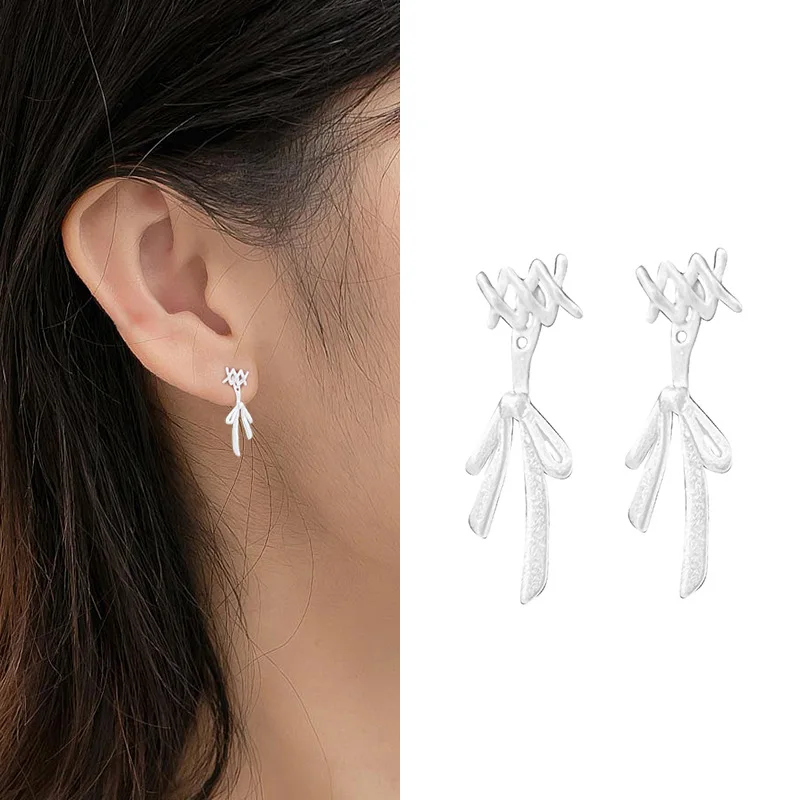 

100% 925 Sterling Silver Bowknot Earrings for Women Girl Fashion Simple Geometric Design Jewelry Birthday Gift Dropshipping