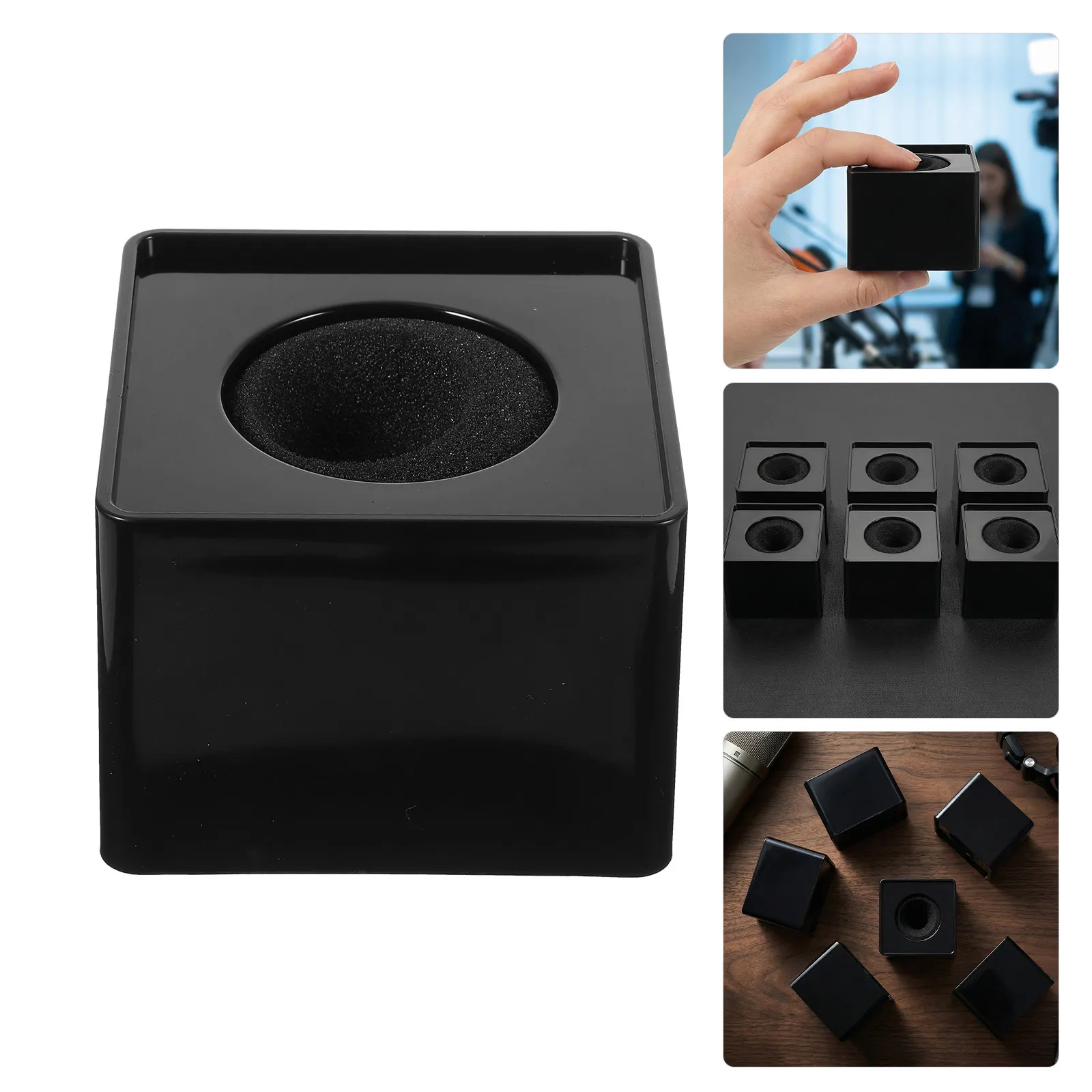 6 pièces d'accessoires pour microphone d'interview : supports de logo, stations de drapeaux cubiques et drapeaux de signalisation carrés pour podcast