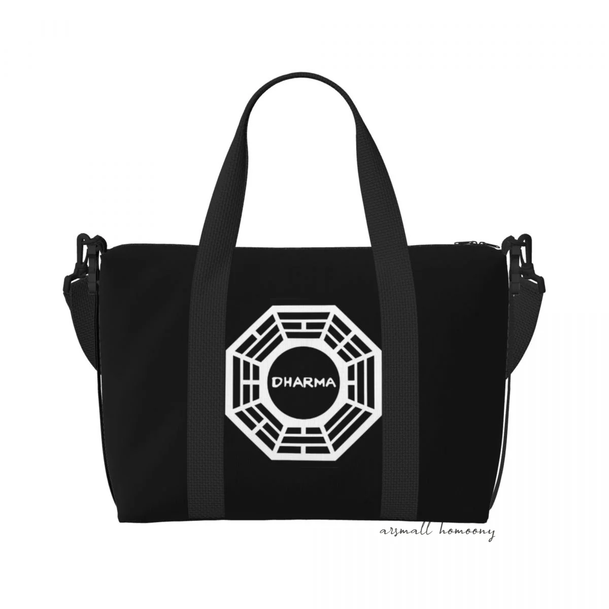 Dharma Initiative Logo (Lost TV Show) Travel Duffel Bag Personalized Weekender Bags with Shoulder Strap Sports Gym Overnight Bag