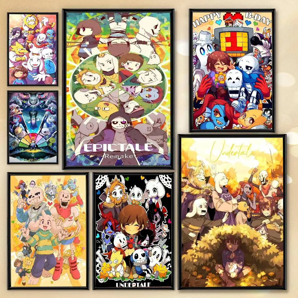 Anime Designs Game Undertale Vintage Poster Art With Prints Home bedroom living room decoration gift