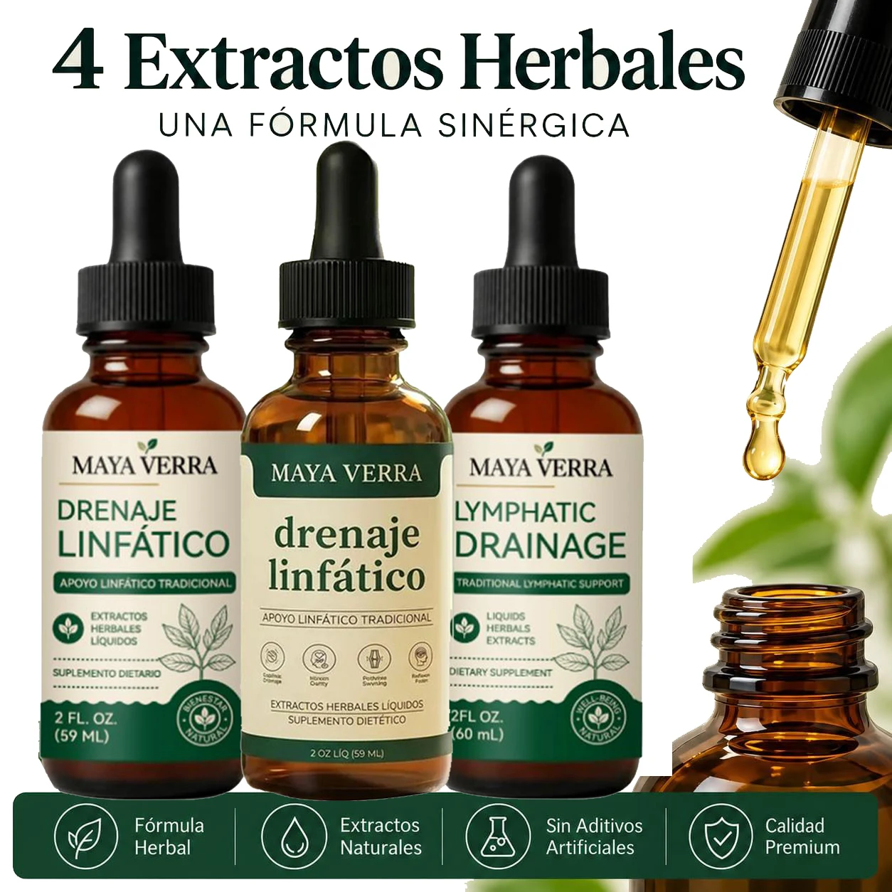 MAYA VERRA Herbal Body Serum Drops Herbal Supplement Lymphatic Drainage Drops, Swelling Relief Detoxify Reduces Body Care