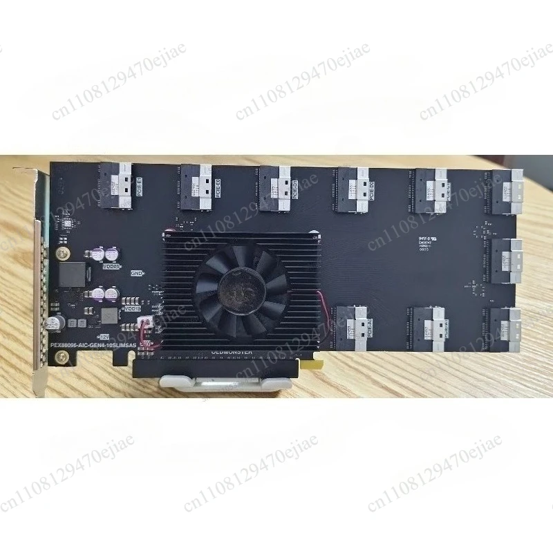 PCIe 4.0 x16 U.2 NVMe Expansion Card | 10-Port SFF-8654 Switch Board High-Speed Storage Controller for AI Servers & Workstations
