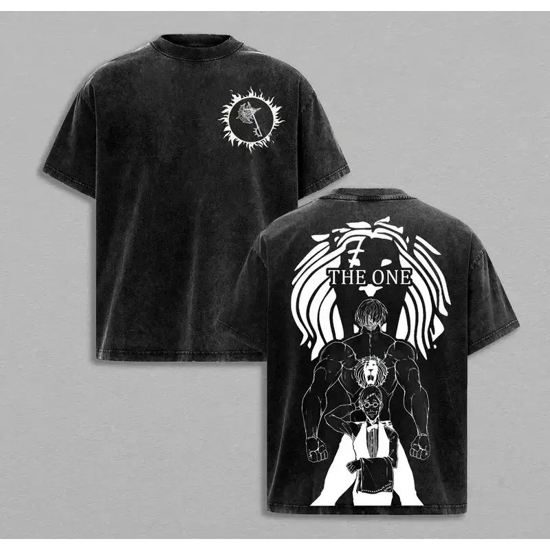 Escanor The Seven Deadly Sins Graphic Print Retro Washed T-shirt Harajuku Y2k Clothing Fashion Casual Loose T Shirt Unisex