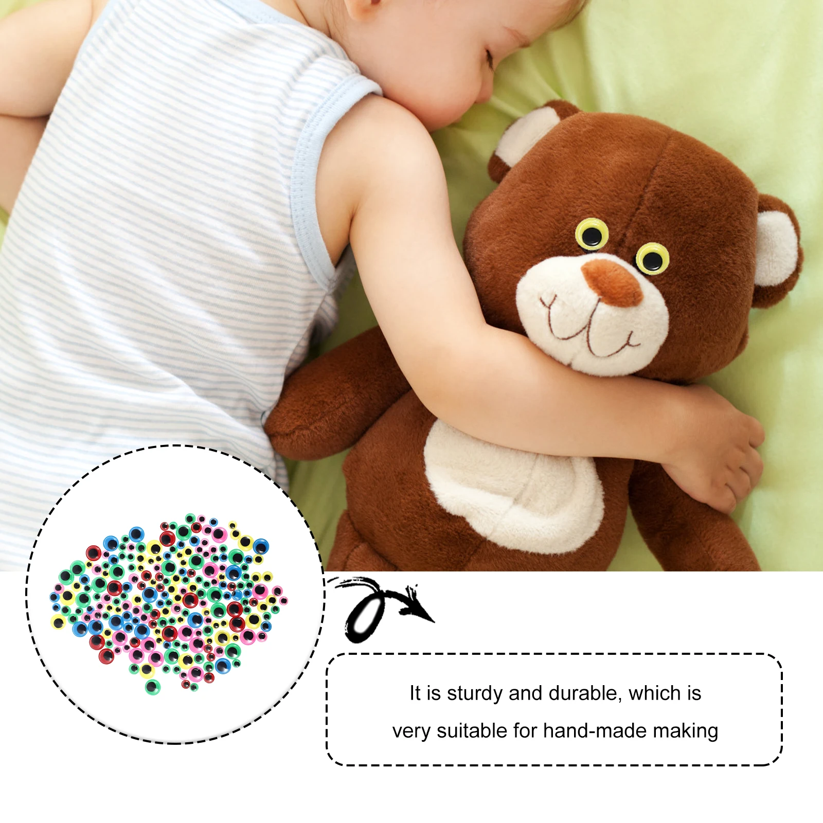 

200pcs Eye Stickers Self Adhesive Craft Accessories Googly Patches Plastic Toy Cartoon Simulation Animal Eyeball