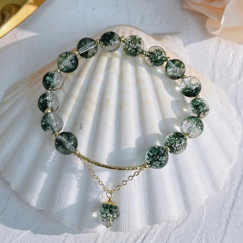 Mori Girl Crystal Bracelet Vacation Style All-Match Green Phantom Quartz Bracelet Graduation Season Opening Season Classmates Gi