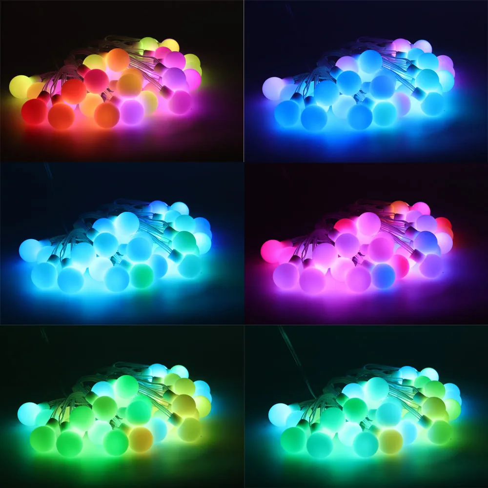 Imagem -04 - Colorido Led Round Ball String Light Ws2812b Endereçável Tira Individualmente Christmas Party Decoração de Aniversário Ip67 Dc5v Ws2812