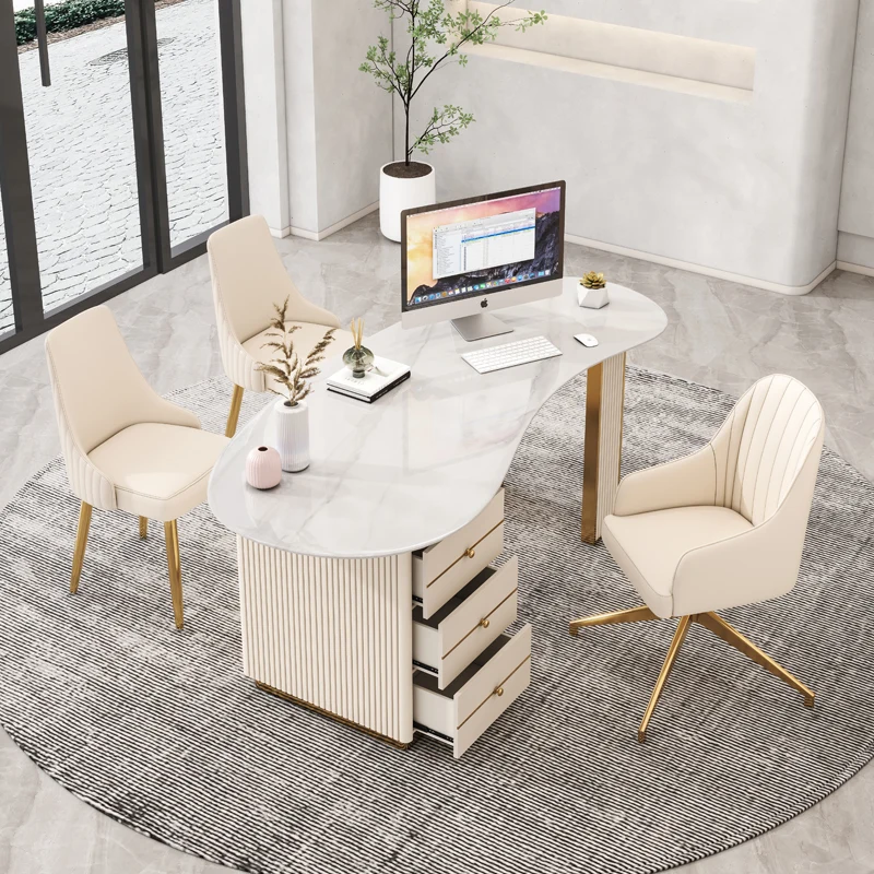 

Light luxury rock slab desk writing medical beauty reception table consultation table