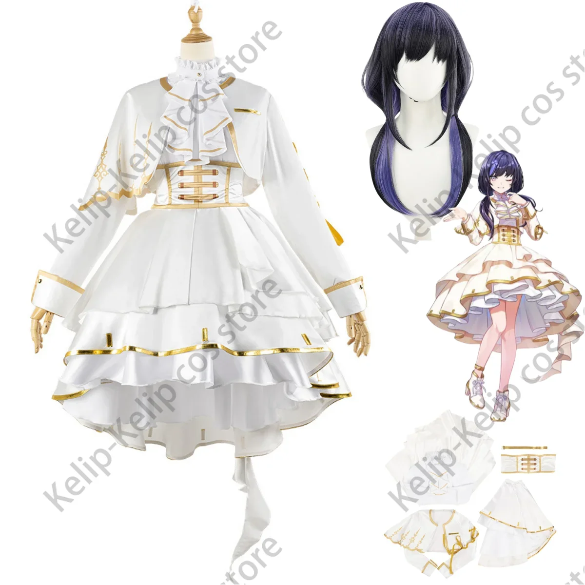 

Virtual Youtuber Nijisanji Tsukino Mito Nei Ponto Cosplay Costume 6th Anniversary Wig Evening Dress Lolita Woman Halloween Suit