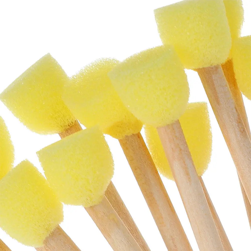30pc Round Sponge Paint Brushes for Kids DIY Kindergarten Graffiti Tools with Wooden Handle Art Sponges for Ideal for School